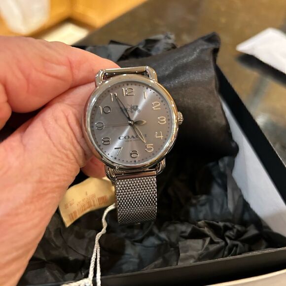 Unisex coach Delancey silver mesh watch
